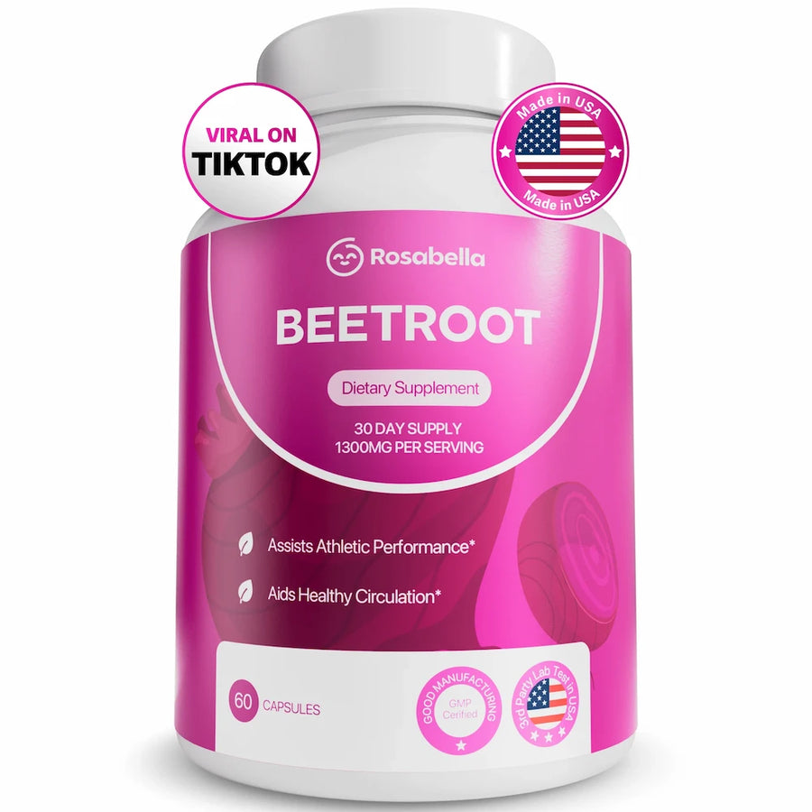 Organic Beetroot Capsules – 1300mg (Circulation & Heart Health Support)